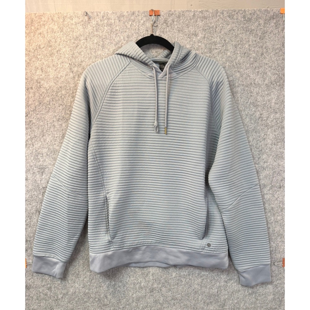 Apana Women Ribbed Textured Pullover Hoodie Light Blue Raglan Sleeve READ